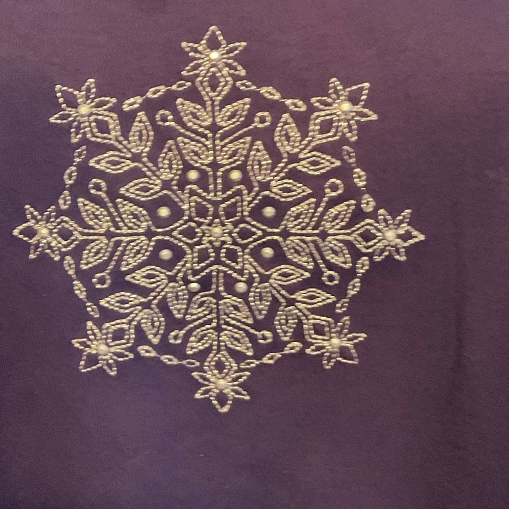 Croft & Barrow Dark Purple Long Sleeve Top with Silver Embroidery - Picture 2 of 9